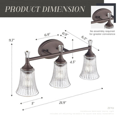 3-Light Bathroom Vanity Lighting Fixtures