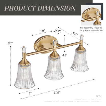 3-Light Bathroom Vanity Lighting Fixtures