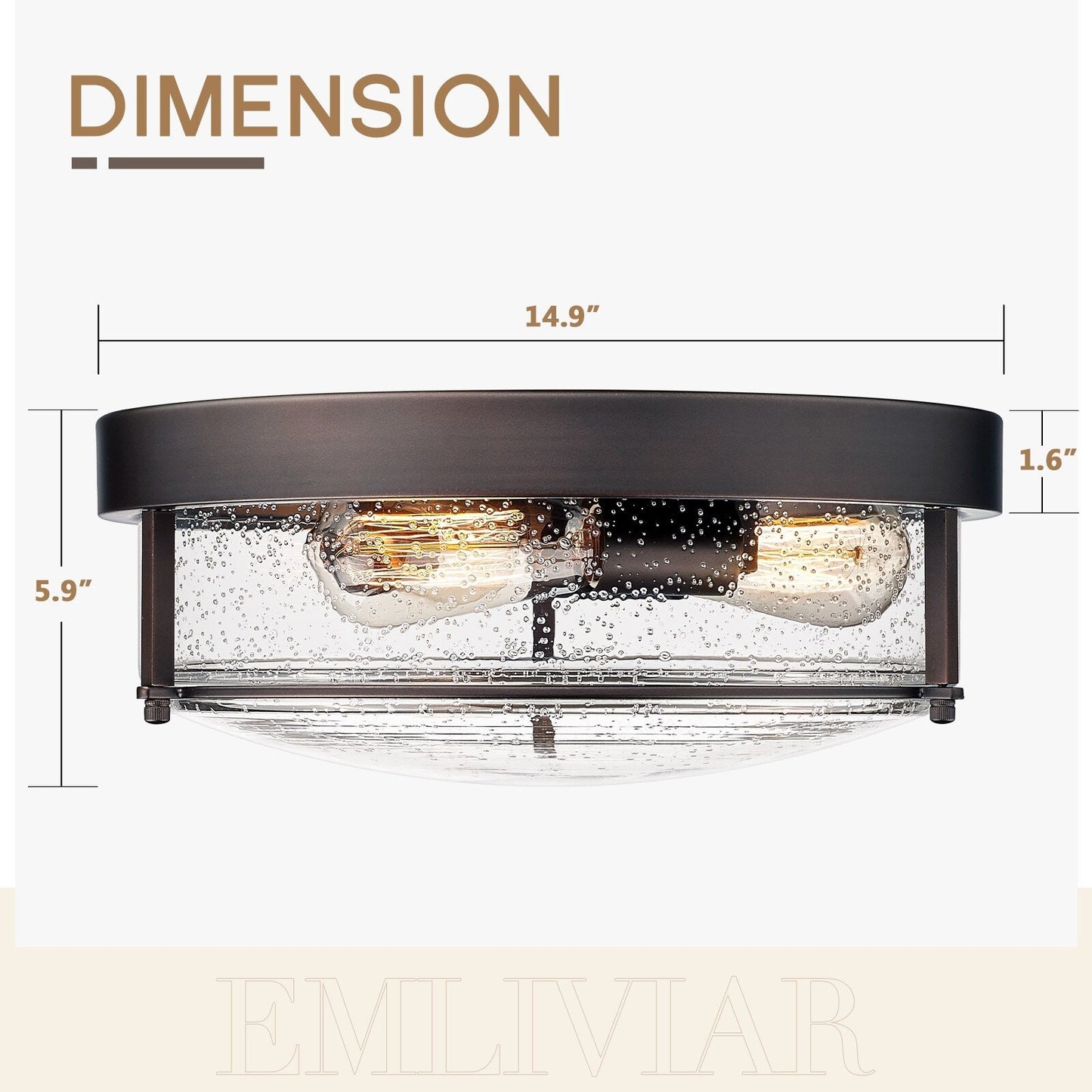 3-Light Glass Ceiling Light Flush Mount Light Fixture Seeded Glass