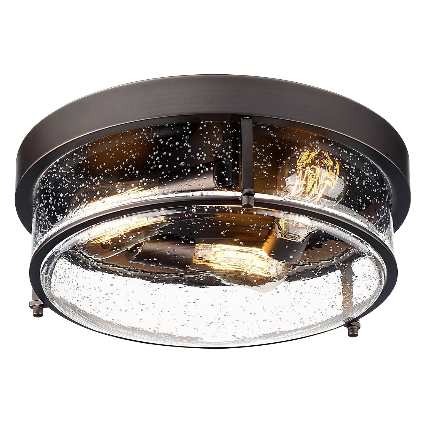 3-Light Glass Ceiling Light Flush Mount Light Fixture Seeded Glass