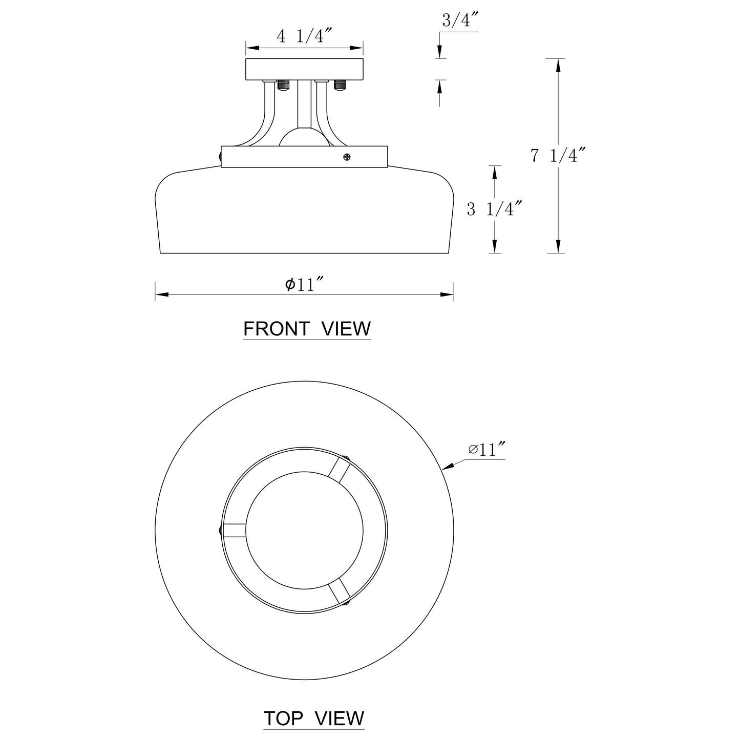 C Cattleya 3-Light Satin Nickel Semi Flush Mount Ceiling Light with Glass Shade