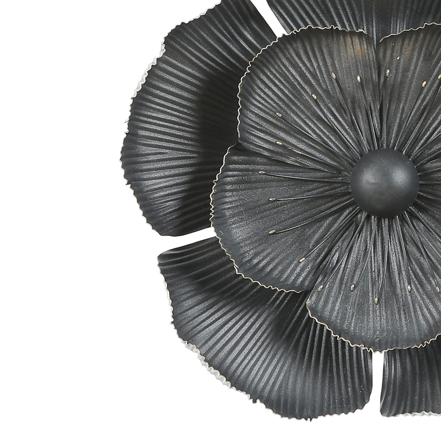 Dark Gray with Gold Multi-Size Metal Flowers Wall Decor (Set of 3)