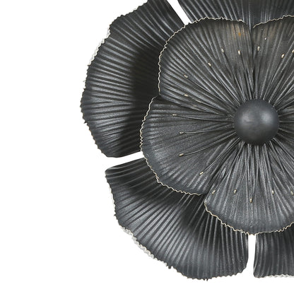 Dark Gray with Gold Multi-Size Metal Flowers Wall Decor (Set of 3)