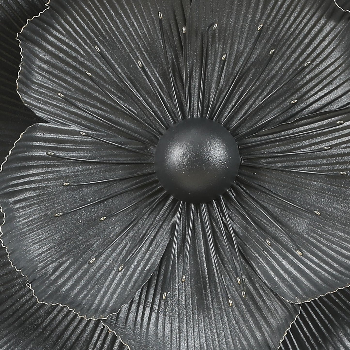 Dark Gray with Gold Multi-Size Metal Flowers Wall Decor (Set of 3)