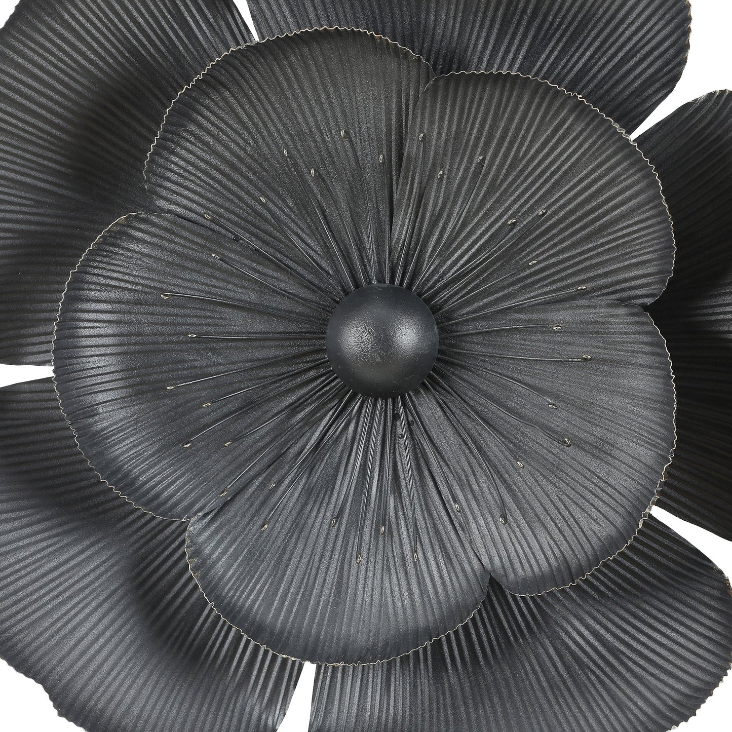 Dark Gray with Gold Multi-Size Metal Flowers Wall Decor (Set of 3)