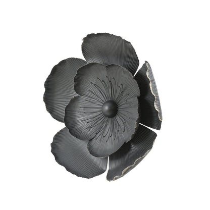 Dark Gray with Gold Multi-Size Metal Flowers Wall Decor (Set of 3)