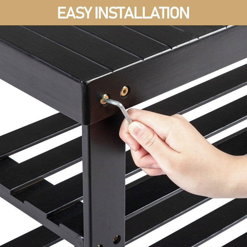 3-Tier Shoe Rack Bench Shoe Storage Organizer Holds Up to 240 lbs