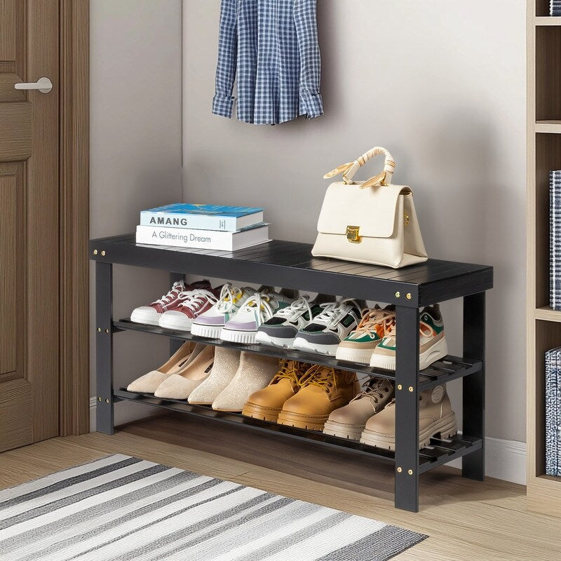 3-Tier Shoe Rack Bench Shoe Storage Organizer Holds Up to 240 lbs