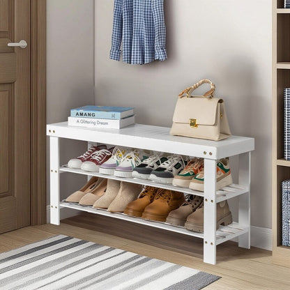 3-Tier Shoe Rack Bench Shoe Storage Organizer Holds Up to 240 lbs