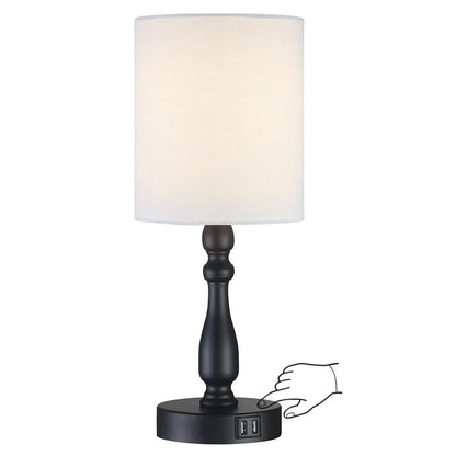 3-Way Dimmable Touch Control Small Table Lamp with 2 USB Port, Brushed Steel