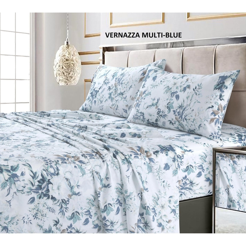 300 Thread Count Cotton Ultra-soft Printed Deep Pocket Bed Sheet Set