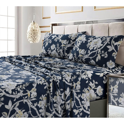300 Thread Count Cotton Ultra-soft Printed Deep Pocket Bed Sheet Set