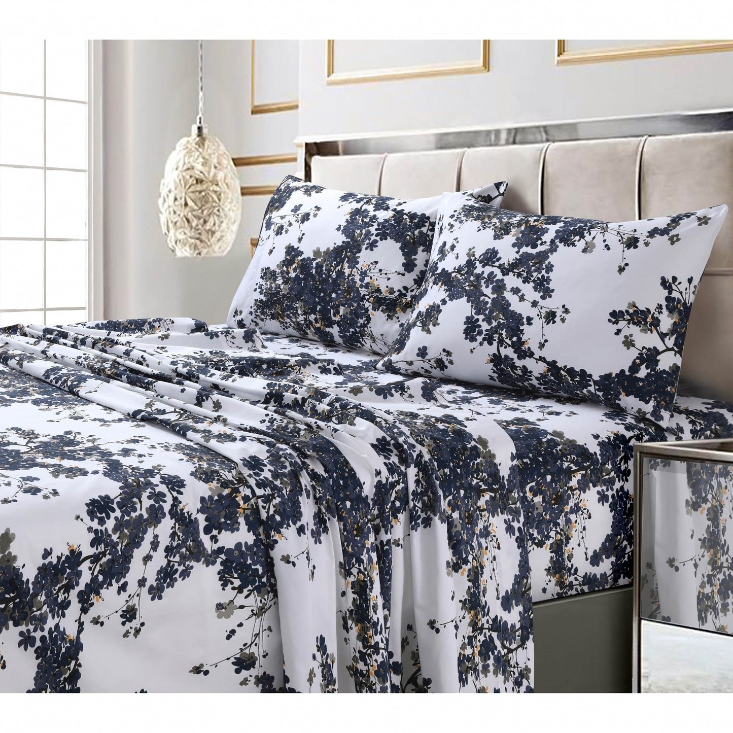 300 Thread Count Cotton Ultra-soft Printed Deep Pocket Bed Sheet Set