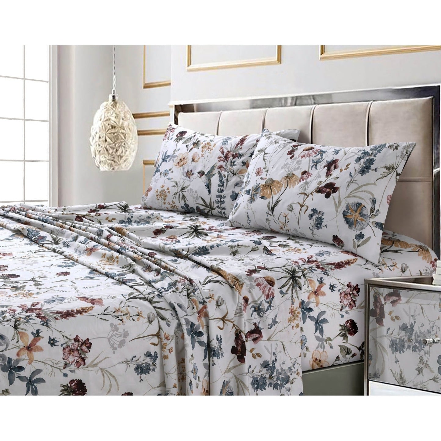 300 Thread Count Cotton Ultra-soft Printed Deep Pocket Bed Sheet Set
