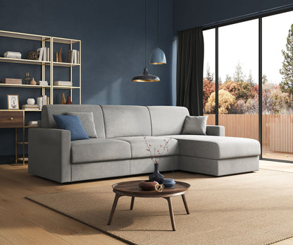 Chris Divano letto angolare con penisola in microfibra smaltabile T11 nero