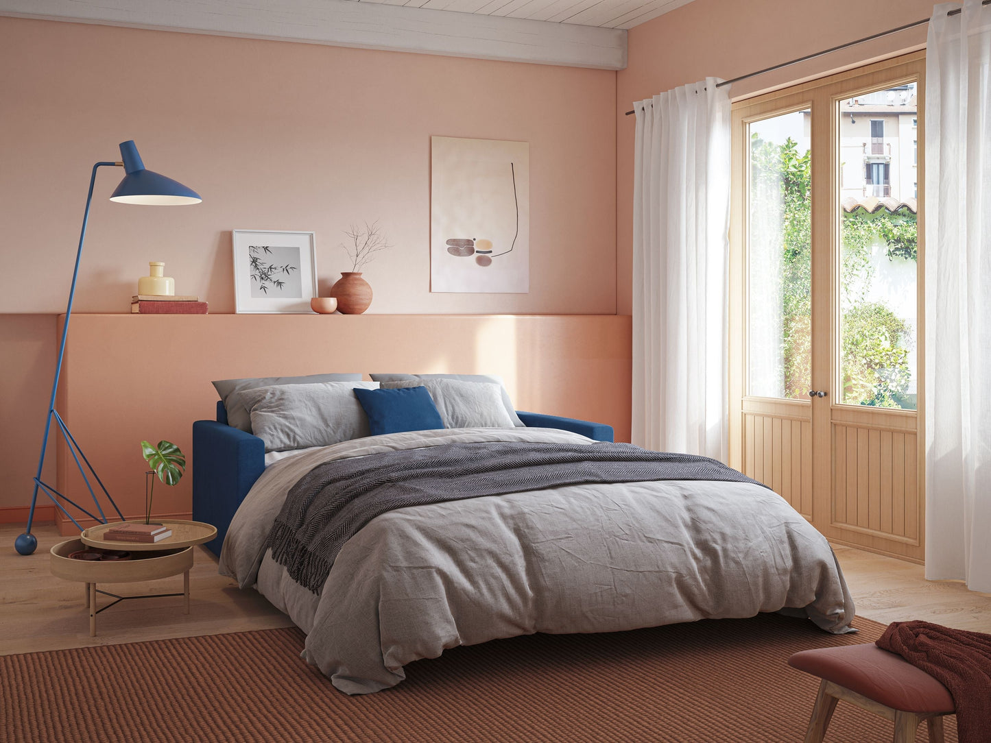 Chris Divano letto in microfibra smacchiabile T11 grigio chiaro