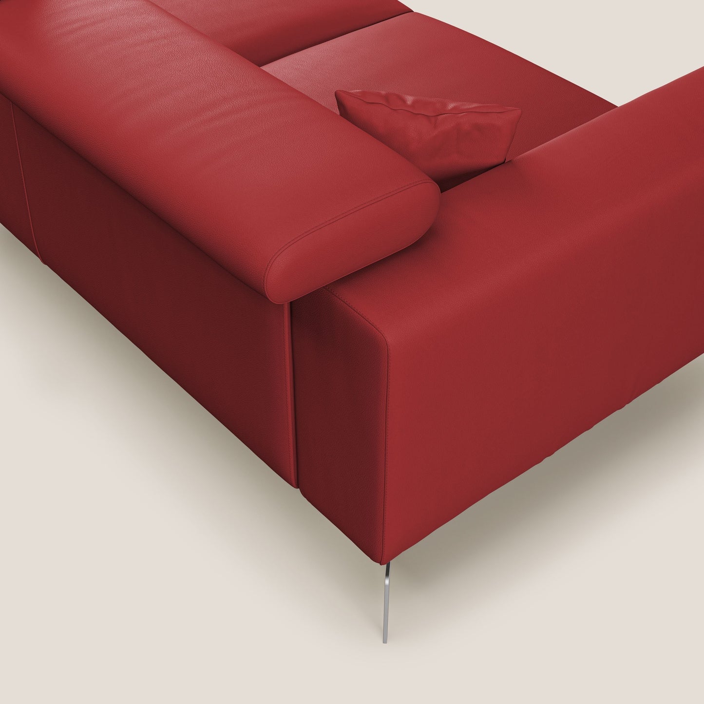 Blade Divano moderno angolare con poggiatesta reclinabili in Ecopelle T04 rosso