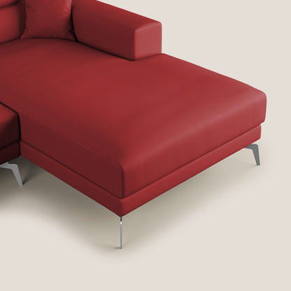 Blade Divano moderno angolare con poggiatesta reclinabili in Ecopelle T04 rosso