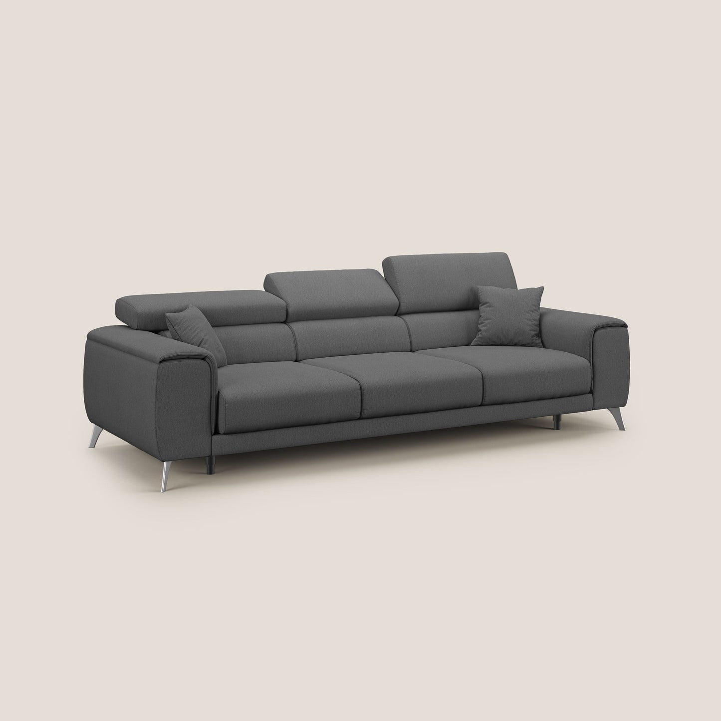 Divano Fusion con 3 sedute allungabili in tessuto smacchiabile T05 antracite