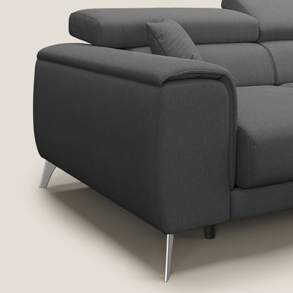 Fusion Divano angolare con sedute scorrevoli in tessuto morbido smacchiabile T05 antracite