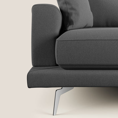 Dorian divano moderno angolare con penisola in tessuto morbido antimacchia T05 antracite