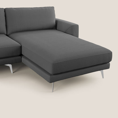 Dorian divano moderno angolare con penisola in tessuto morbido antimacchia T05 antracite