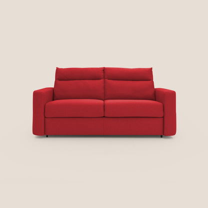 Cupido Divano letto materasso H18 cm e schienale alto in tessuto impermeabile simil cotone T13 rosso