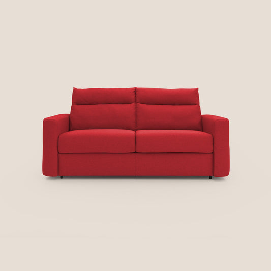 Cupido Divano letto materasso H18 cm e schienale alto in tessuto impermeabile simil cotone T13 rosso