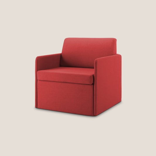 DAG Poltrona letto singolo salvaspazio in TESSUTO impermeabile T13 rosso
