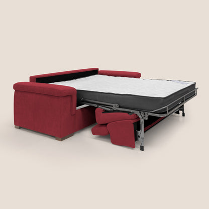 Giunone divano letto con materasso alto 18 cm e poggiatesta reclinabili in tessuto impermeabile T02 rosso 