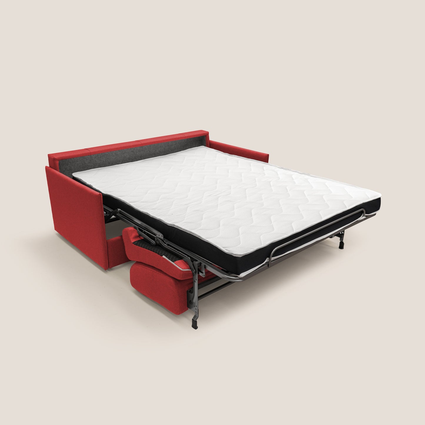 Evans Divano letto 189 cm (mat. 160x197 cm) con MATERASSO H18 cm in tessuto impermeabile T13 rosso