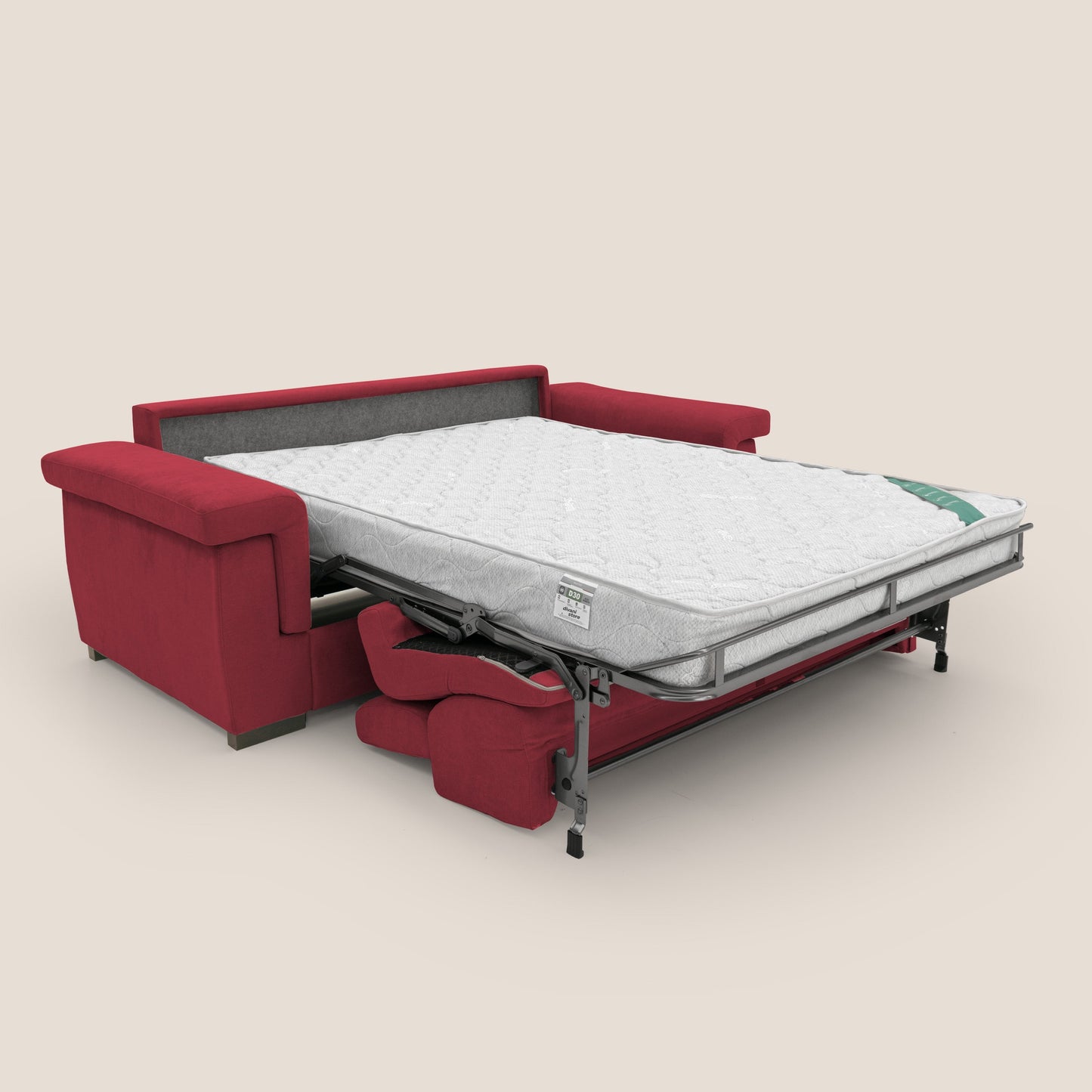 Bjorn divano letto sfoderabile con materasso H18 cm e poggiatesta reclinabili in tessuto impermeabile T02 rosso