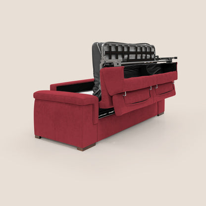 Giunone divano letto con materasso alto 18 cm e poggiatesta reclinabili in tessuto impermeabile T02 rosso 