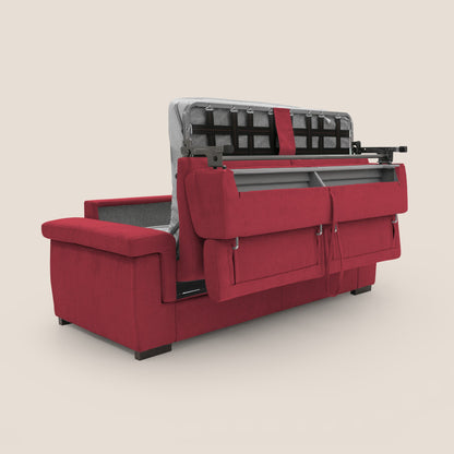 Bjorn divano letto sfoderabile con materasso H18 cm e poggiatesta reclinabili in tessuto impermeabile T02 rosso