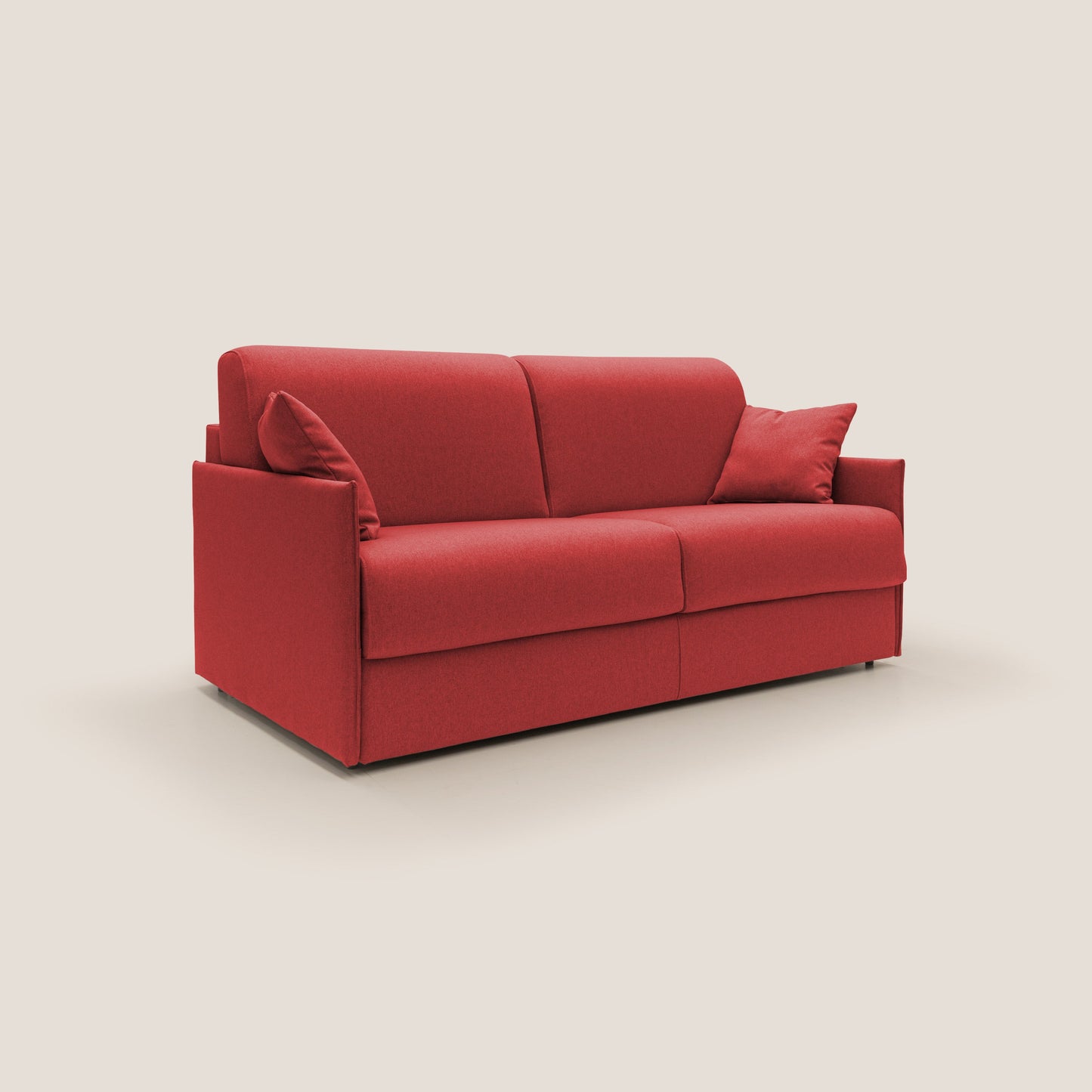 Evans Divano letto 189 cm (mat. 160x197 cm) con MATERASSO H18 cm in tessuto impermeabile T13 rosso