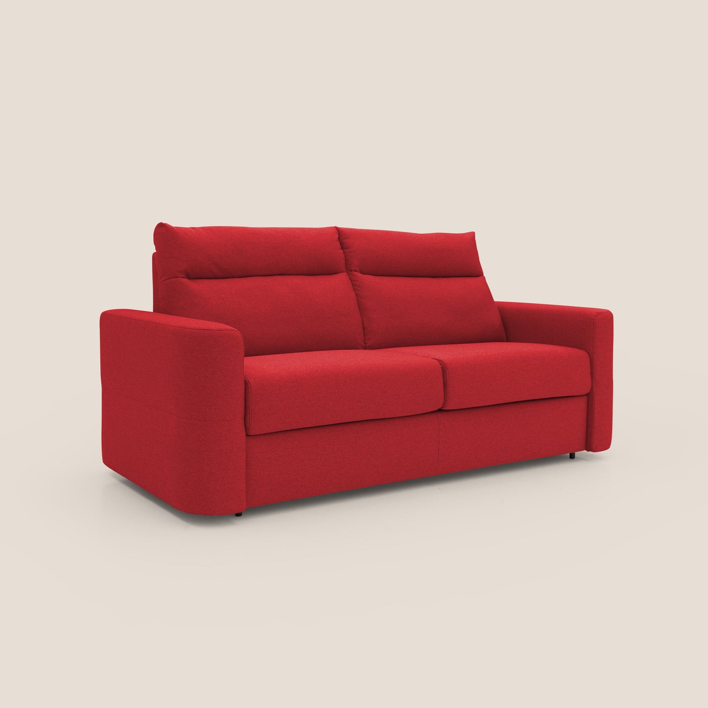 Cupido Divano letto materasso H18 cm e schienale alto in tessuto impermeabile simil cotone T13 rosso