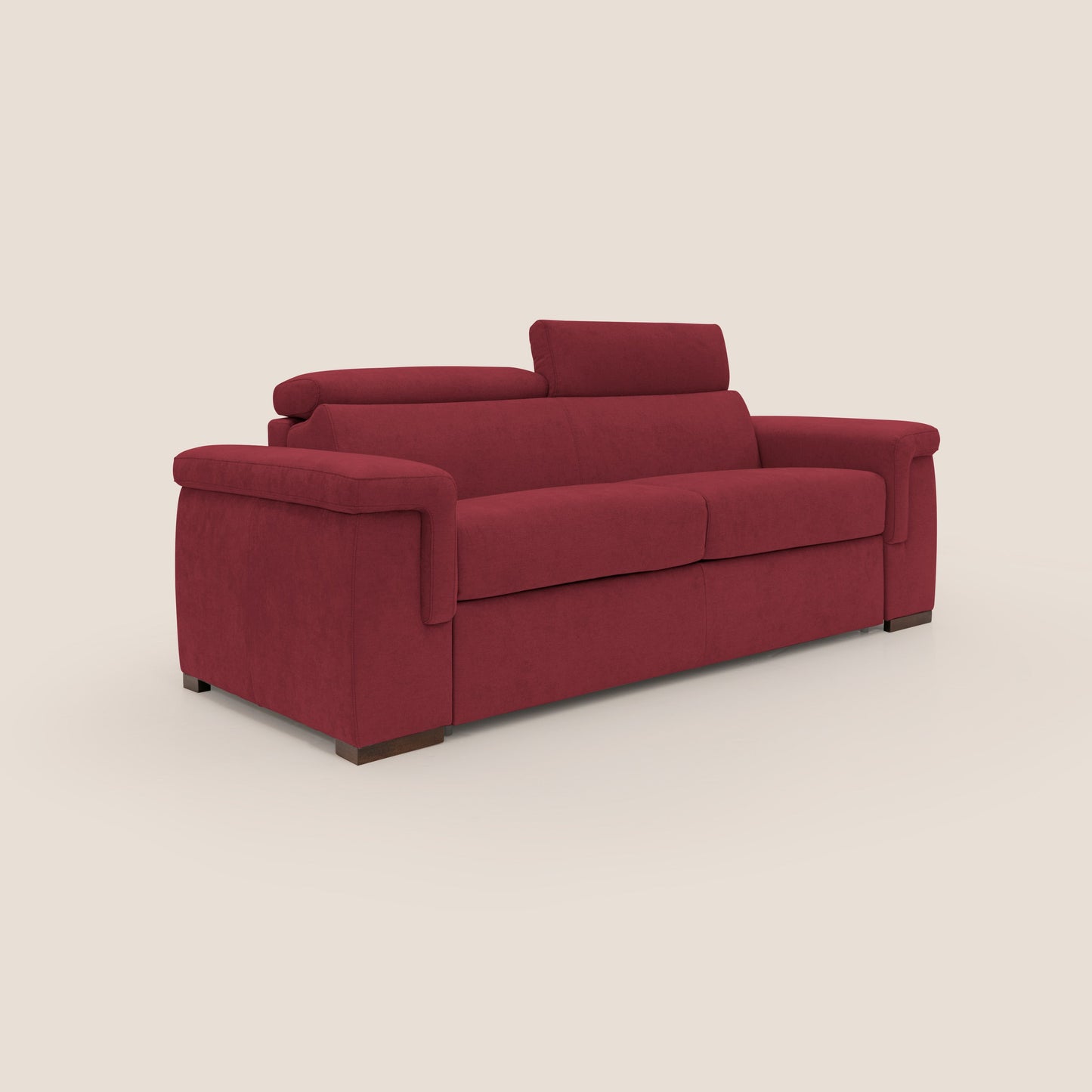 Giunone divano letto con materasso alto 18 cm e poggiatesta reclinabili in tessuto impermeabile T02 rosso 