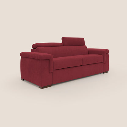 Giunone divano letto con materasso alto 18 cm e poggiatesta reclinabili in tessuto impermeabile T02 rosso 