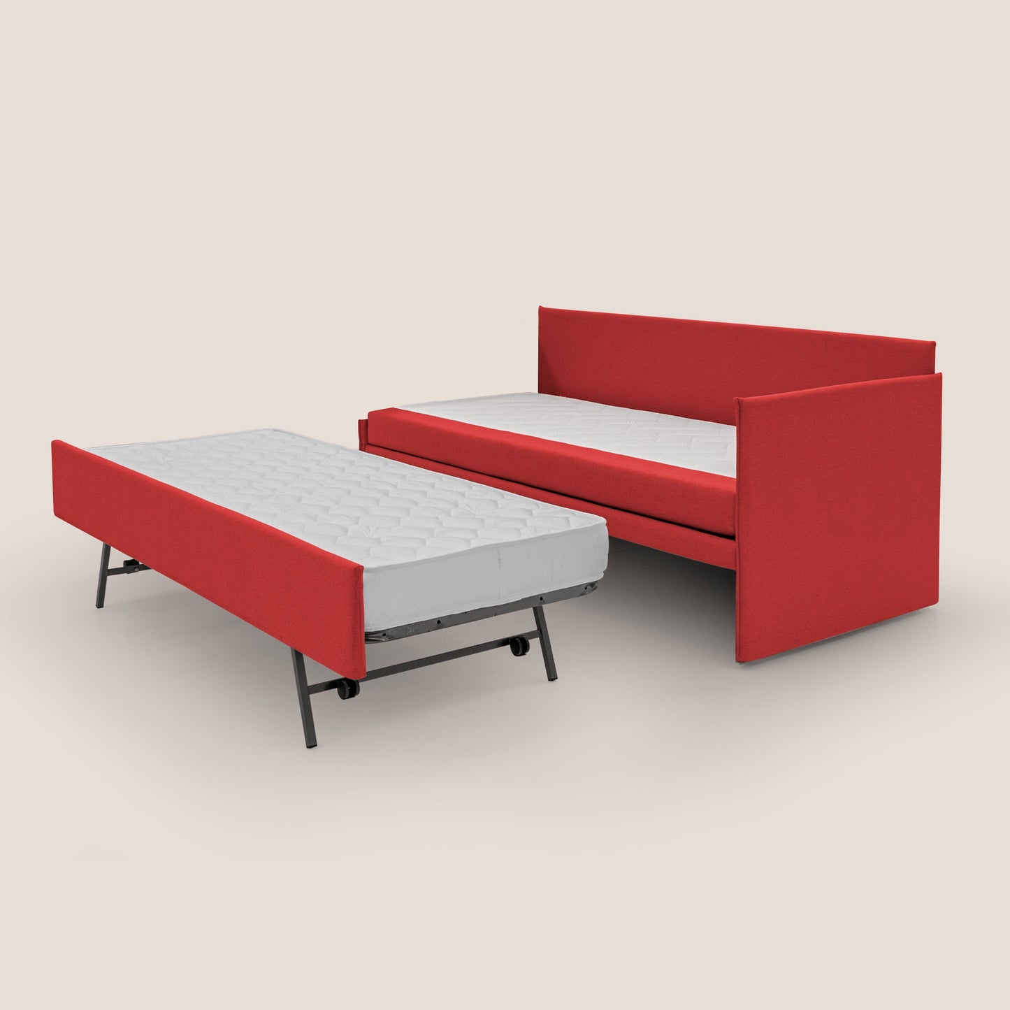 Durini Divano duplex con doppio letto in tessuto simil cotone impermeabile T13 rosso 