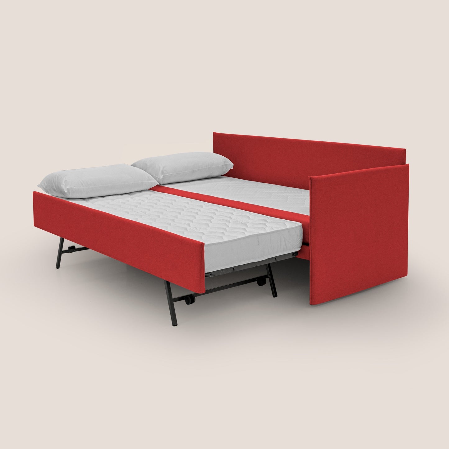 Durini Divano duplex con doppio letto in tessuto simil cotone impermeabile T13 rosso 