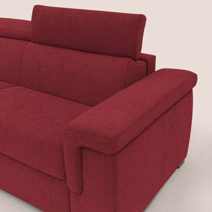 Giunone divano letto con materasso alto 18 cm e poggiatesta reclinabili in tessuto impermeabile T02 rosso 