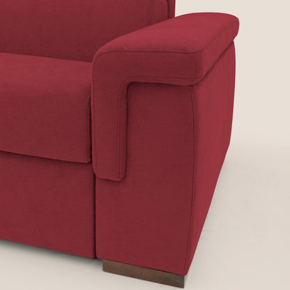 Giunone divano letto con materasso alto 18 cm e poggiatesta reclinabili in tessuto impermeabile T02 rosso 