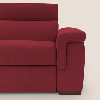 Giunone divano letto con materasso alto 18 cm e poggiatesta reclinabili in tessuto impermeabile T02 rosso 