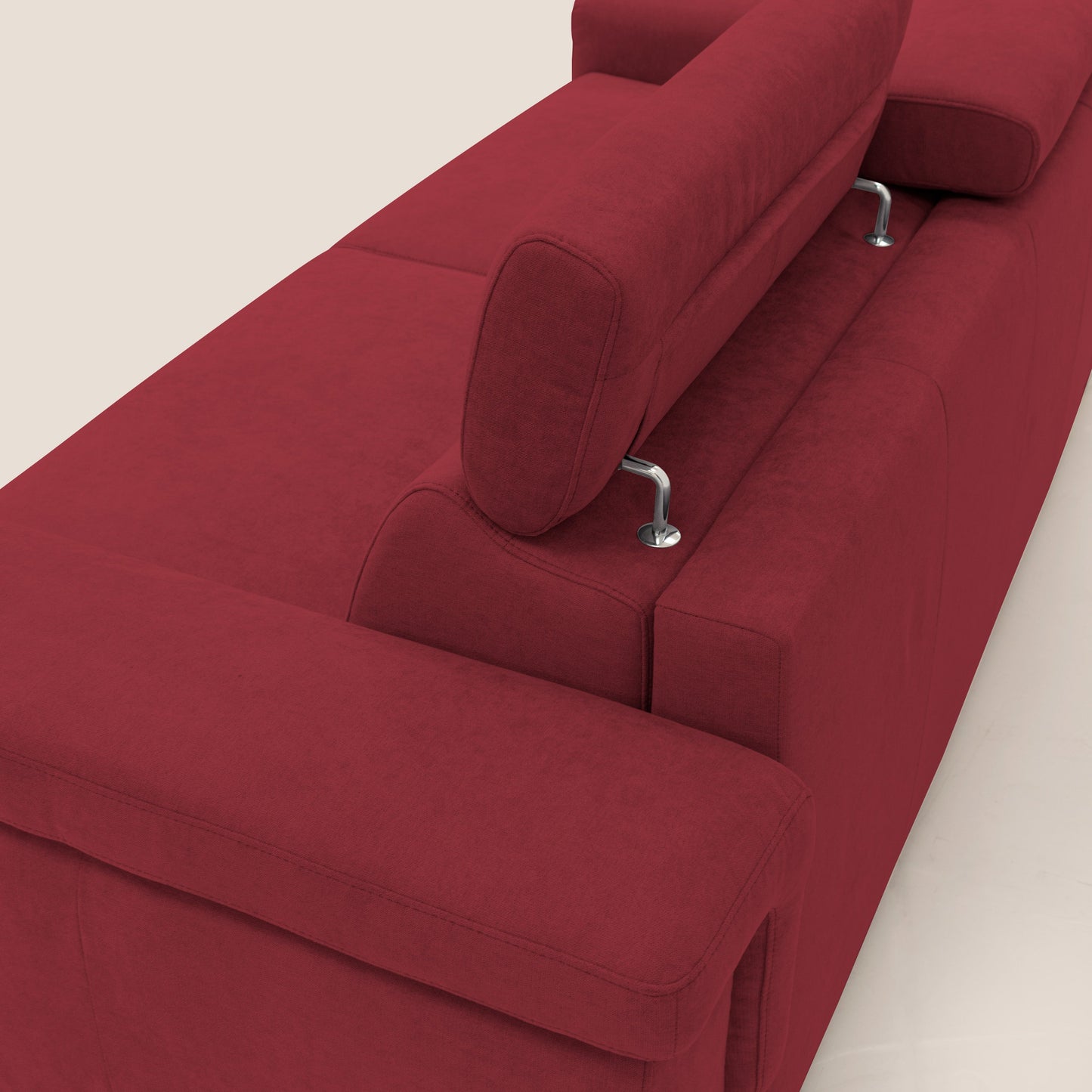 Giunone divano letto con materasso alto 18 cm e poggiatesta reclinabili in tessuto impermeabile T02 rosso 