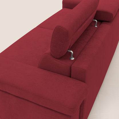 Giunone divano letto con materasso alto 18 cm e poggiatesta reclinabili in tessuto impermeabile T02 rosso 