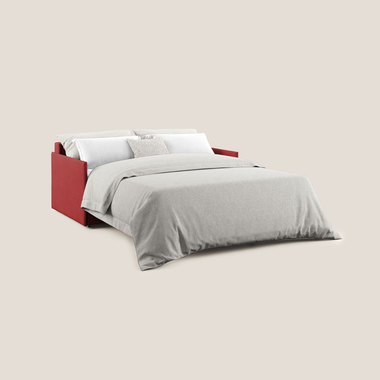 Evans Divano letto in morbido tessuto impermeabile T02 rosso
