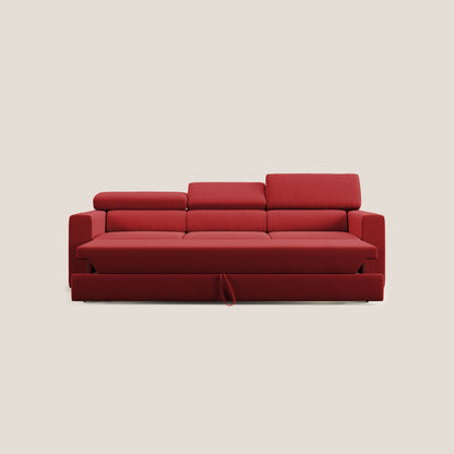 Dylan divano a 3 sedute con pouf estraibile poggiapiedi in tessuto simil cotone impermeabile T13 rosso