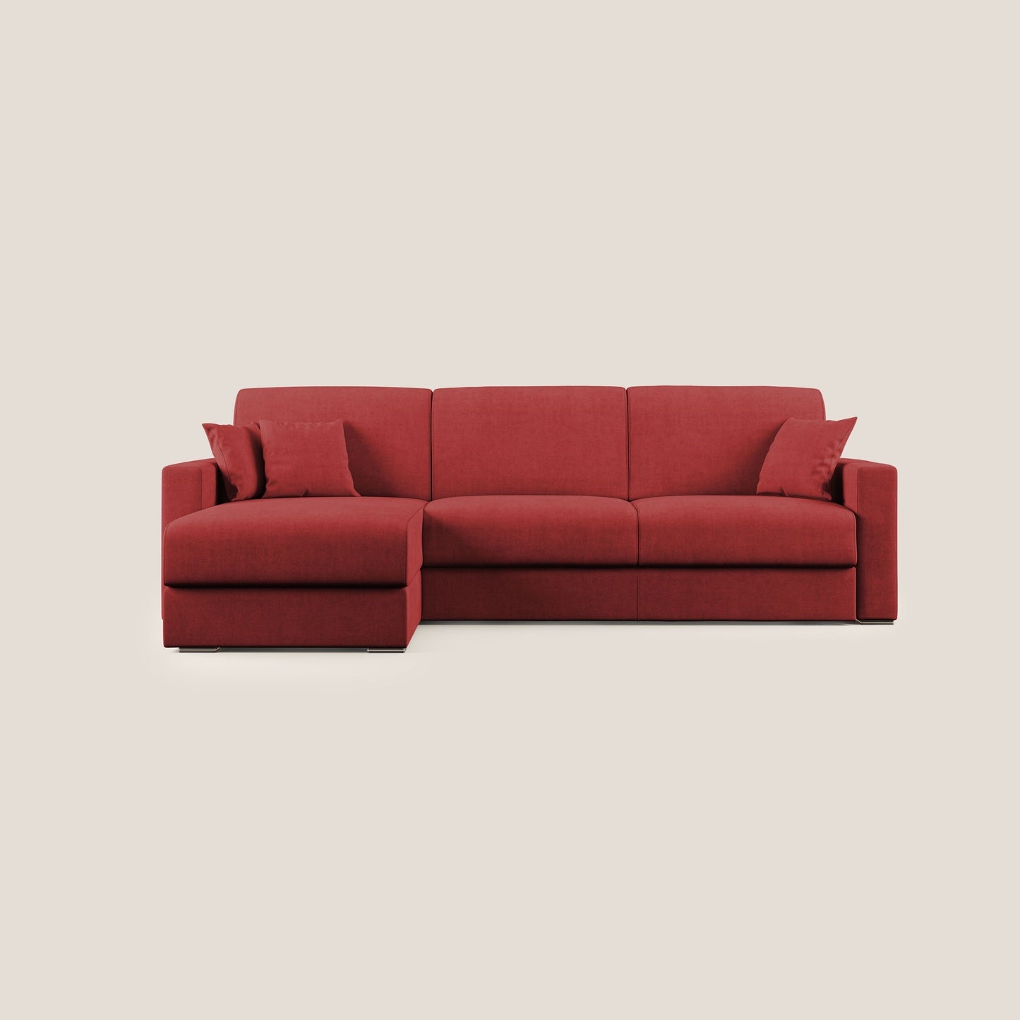 Best Divano letto angolare in tessuto impermeabile T02 rosso