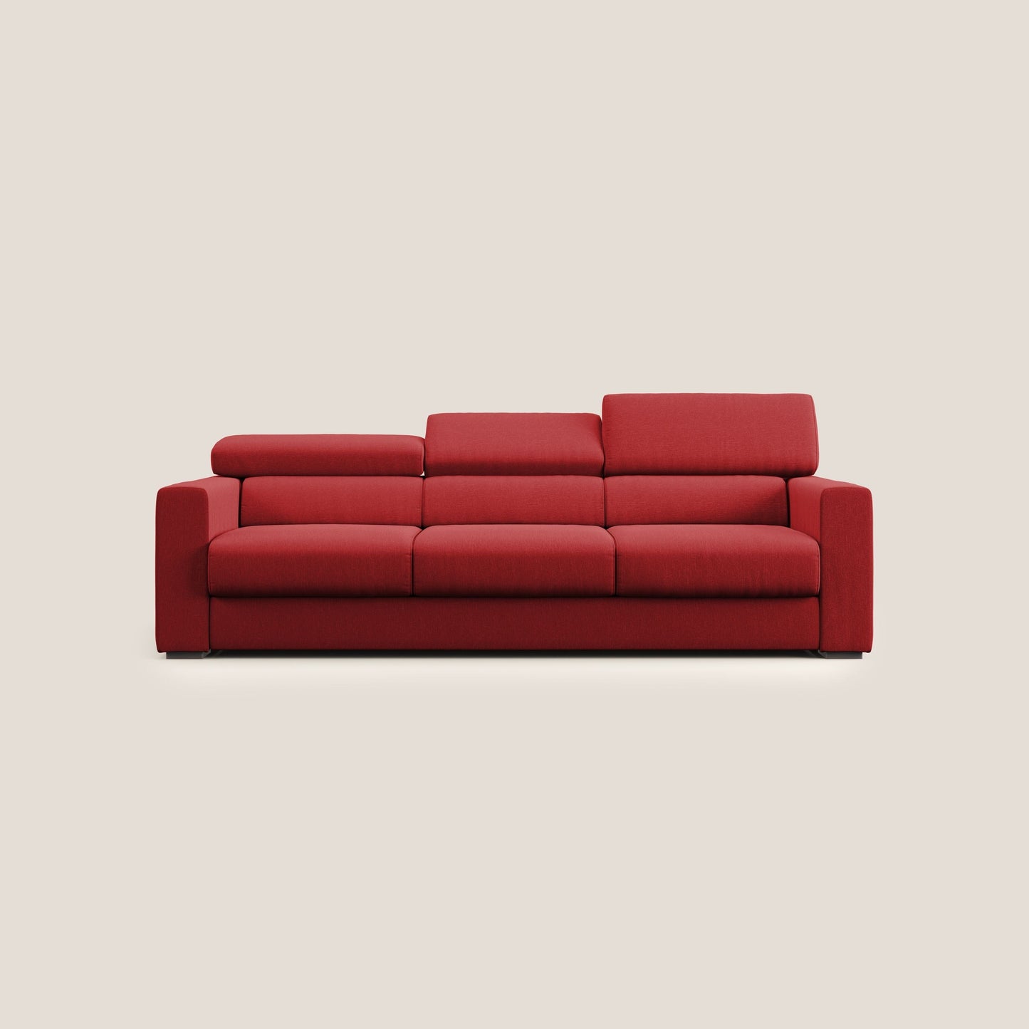 Dylan divano a 3 sedute con pouf estraibile poggiapiedi in tessuto simil cotone impermeabile T13 rosso