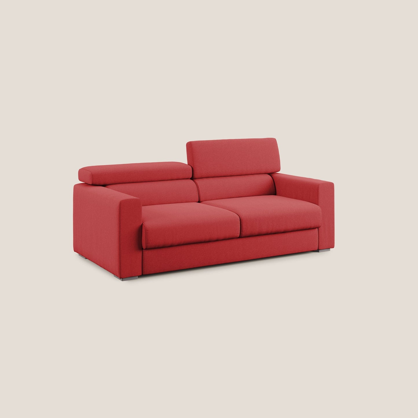 Dylan divano allungabile con pouf estraibile poggiapiedi in tessuto simil cotone impermeabile T13 rosso